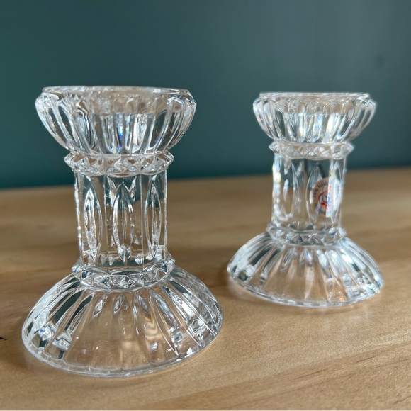 Vintage St George Crystal Glass Candle Holders X2 - Picture 5 of 10